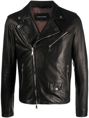 Tagliatore notched long-sleeve leather jacket - Black