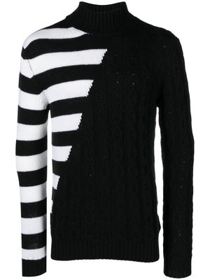 Tagliatore panelled striped virgin-wool jumper - Black