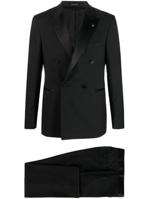 Tagliatore peak lapels wool suit - Black