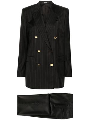 Tagliatore pinstripe-pattern straight-leg trouser suit - Black