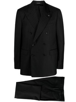 Tagliatore pinstriped double-breasted wool suit - Black