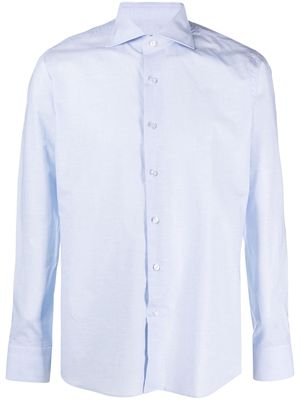Tagliatore plain cotton-linen blend shirt - Blue