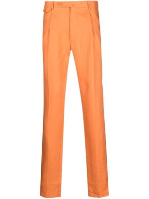 Tagliatore pleat-detail linen trousers - Orange