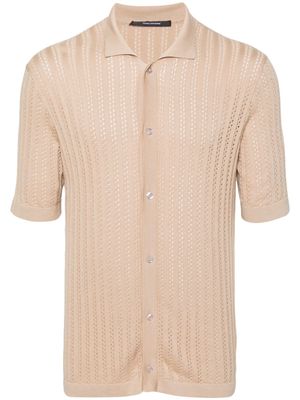 Tagliatore pointelle-knit cotton shirt - Neutrals