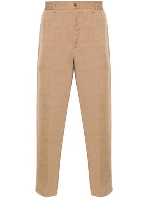 Tagliatore pressed-crease button-fastening tapered trousers - Brown