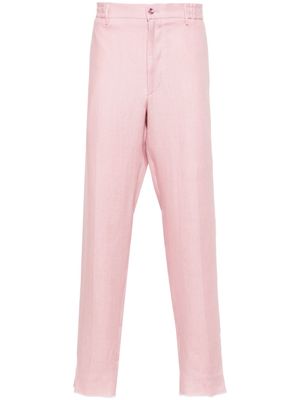 Tagliatore pressed-crease linen tapered trousers - Pink