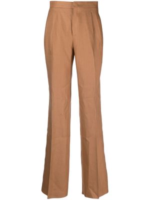 Tagliatore pressed-crease linen trousers - Brown
