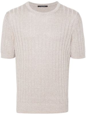 Tagliatore ribbed-egde ribbed-knit T-shirt - Neutrals