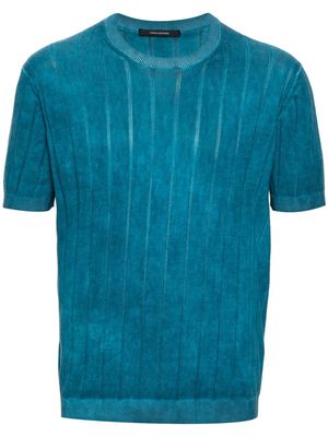 Tagliatore ribbed-knit cotton T-shirt - Blue