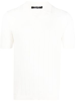 Tagliatore ribbed-knit polo shirt - White