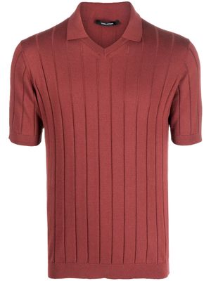 Tagliatore ribbed-knit short-sleeve polo shirt - Red