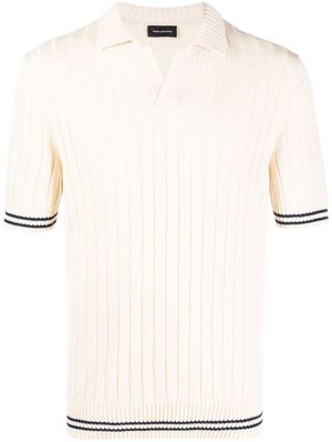Tagliatore ribbed-knit short-sleeved polo top - Neutrals