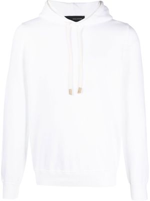Tagliatore ribbed-trim cotton hoodie - White