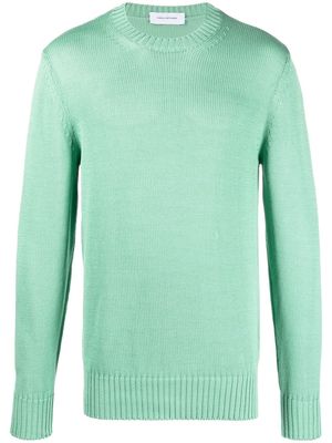 Tagliatore ribbed-trim cotton jumper - Green