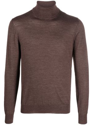 Tagliatore roll-neck fine-knit jumper - Brown