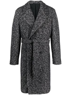 Tagliatore Royce herringbone-pattern coat - Black