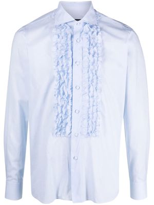 Tagliatore ruffle-trim detail shirt - Blue