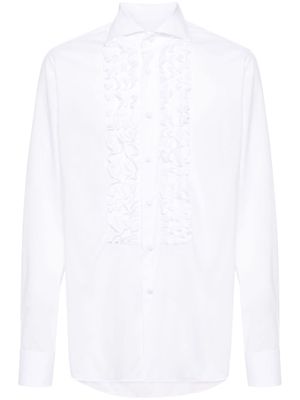 Tagliatore ruffle-trim detail shirt - White