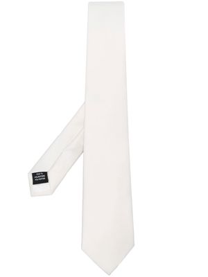 Tagliatore satin-finish pointed tie - White
