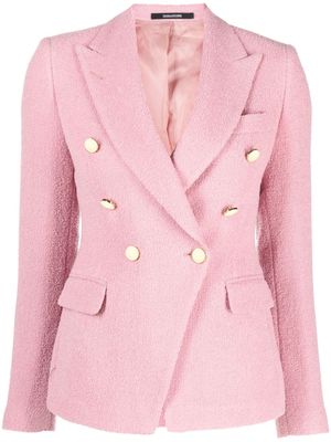 Tagliatore shearling single-breasted wool blazer - Pink