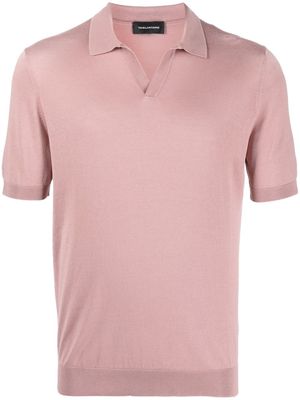 Tagliatore short-sleeved silk polo shirt - Pink