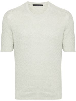 Tagliatore short-sleeved textured jumper - Green