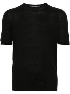 Tagliatore short-sleeves fine-knit jumper - Black