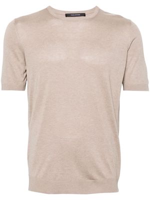 Tagliatore short-sleeves fine-knit jumper - Neutrals
