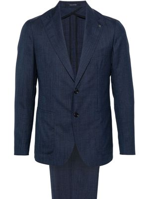Tagliatore single-breasted checked wool suit - Blue