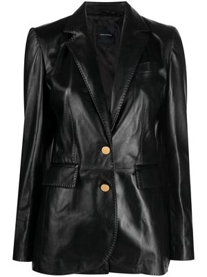 Tagliatore single-breasted leather blazer - Black