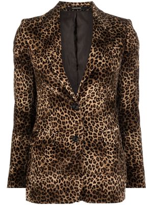 Tagliatore single-breasted leopard-print blazer - Brown