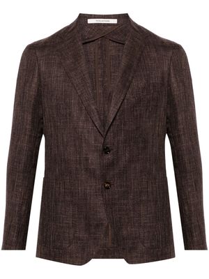 Tagliatore single-breasted wool blend blazer - Brown