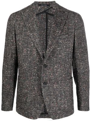 Tagliatore speckle-knit single-breasted blazer - Black