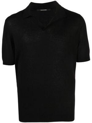 Tagliatore split-collar knitted polo shirt - Black
