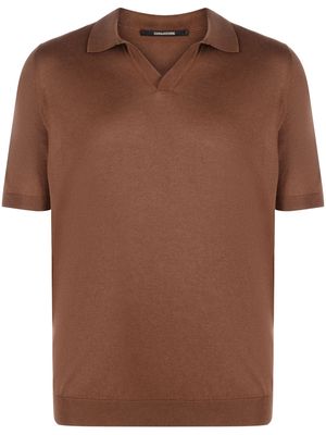 Tagliatore split-collar knitted polo shirt - Brown