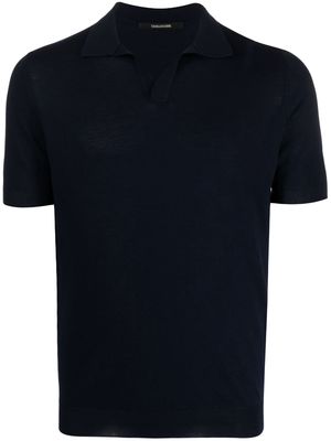 Tagliatore spread-collar knitted polo shirt - Blue