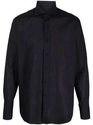 Tagliatore spread-collar long-sleeved shirt - Black