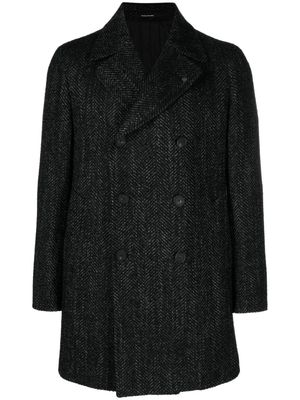 Tagliatore Stephan herringbone double-breasted coat - Black
