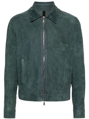 Tagliatore straight-point collar leather bomber jacket - Green