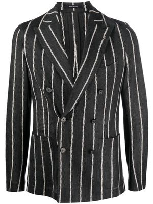 Tagliatore stripe-pattern double-breasted blazer - Black