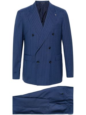 Tagliatore striped peak-lapels double-breasted suit - Blue