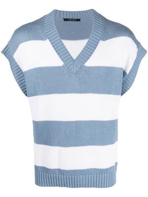 Tagliatore striped V-neck jumper - Blue