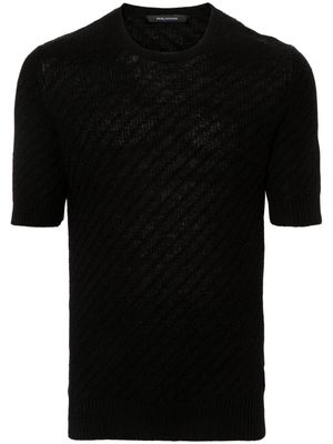 Tagliatore textured short-sleeved jumper - Black