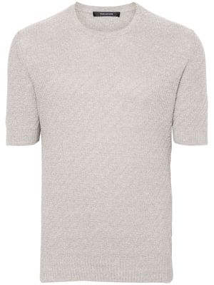 Tagliatore textured short-sleeved jumper - Neutrals