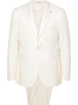 Tagliatore textured single-breasted suit - White