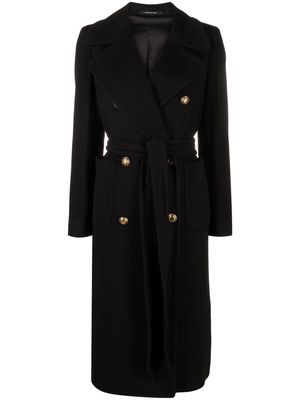 Tagliatore tie-waist double-breasted coat - Black