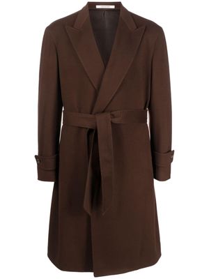 Tagliatore tied-waist notched-lapel coat - Brown