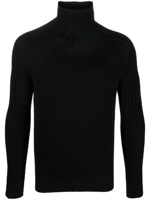 Tagliatore turtleneck ribbed-knit virgin wool jumper - Black