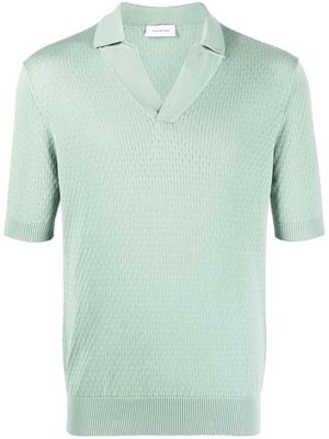 Tagliatore V-neck cotton polo shirt - Green