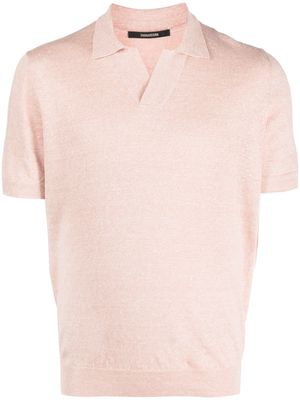 Tagliatore V-neck knitted polo shirt - Pink